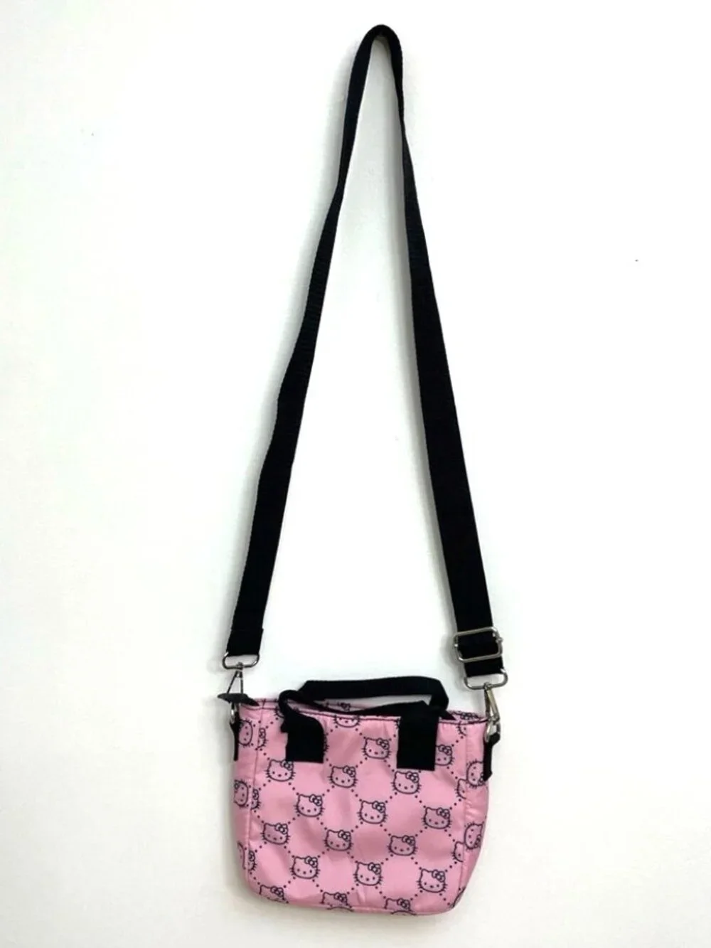 Sanrio Hello Kitty Pink Mini Tote Crossbody Bag Purse All Over Cat‎ Face